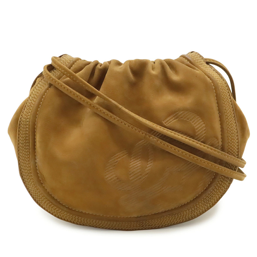 Loewe Anagram Shoulder Bag Drawstring Nubuck Leather Brown
